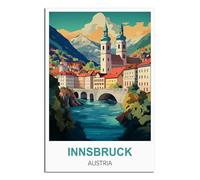 Innsbruck Poster de voyage vintage Autriche sur toile Décoration murale moderne pour chambre à coucher 20 x 30 cm