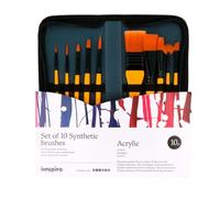 INNSPIRO Lot de 10 pinceaux synthétiques pour Artistes avec étui
