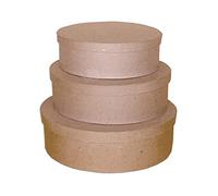 INNSPIRO Lot de 3 boîtes ovales en papier mâché de 17, 21,5 et 25 cm, travaux manuels, activités créatives et cadeaux, pour personnaliser et décorer.