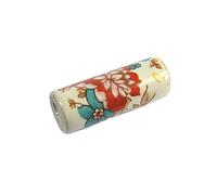INNSPIRO Perle céramique cylindre décoré blanc avec fleur couleurs diam. 12x30mm. 50u.