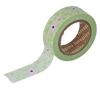 INNSPIRO Ruban de masking tape Washi vert et fleurs roses 15 mm x 10 m Série Tutti Frutti
