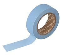 INNSPIRO Ruban masking tape Washi bleu clair 15 mm x 10 m. Série Unies Basic
