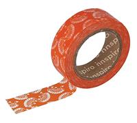 INNSPIRO Ruban masking tape Washi éventail orange 15 mm x 10 m. Série florale