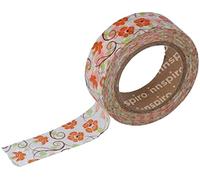 INNSPIRO Ruban masking tape Washi Fleurs oranges 15 mm x 10 m Série Floral