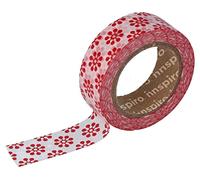 INNSPIRO Ruban masking tape Washi fleurs rouges 15 mm x 10 m Série Deco