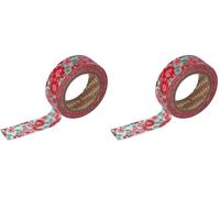 INNSPIRO Ruban masking tape Washi fleurs rouges et roses 15 mm x 10 m. Série florale (Lot de 2)