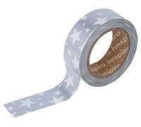 INNSPIRO Ruban masking tape Washi Foil étoiles argenté 15 mm x 10 m Série Metal