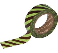 INNSPIRO Ruban masking tape Washi lignées marron et vert 15 mm x 10 m Série Deco