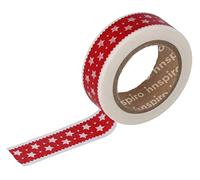 INNSPIRO Ruban masking tape Washi liseré étoiles rouges 15 mm x 10 m Série Deco