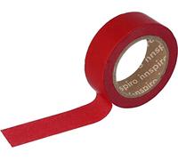 INNSPIRO Ruban masking tape Washi rouge 15 mm x 10 m. Série Unies Basic
