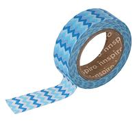 INNSPIRO Ruban masking tape Washi Zig zag bleu 15 mm x 10 x m. Série outremer