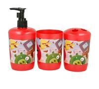 Inny Set d'Accessoires de Salle de Bain 3 pièces Distributeur de Savon et Gobelet Rouge