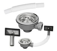 Inodiref Bonde d'évier 110 mm avec trop-plein, acier inoxydable | Bonde d'évier - Design épais - 3,8 cm - Pour trou d'évier de 83 à 90 mm (trop-plein angulaire)