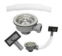 Inodiref Bonde d'évier 114 mm, acier inoxydable, résistance aux hautes | Tamis de vidange épais avec trop-plein, bonde d'évier, vanne à panier 1½" pour trou d'évier de 83 à 90 mm