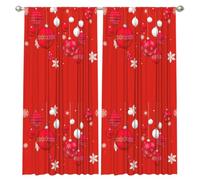 InOmak Boules de Noël Rouges et Blanches, Flocons de Neige, Rideaux occultants à 2 Panneaux, 132 x 213 cm, pour Salon et Chambre.