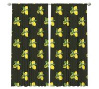 InOmak Bouquet de Citron avec Branche et lys Noirs, Rideaux occultants à 2 Panneaux, 132 x 213 cm, pour Salon et Chambre.