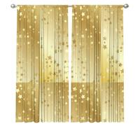 InOmak Lots of Stars Gold Seamless, Rideaux occultants à 2 Panneaux, 132 x 213 cm, pour Salon et Chambre.
