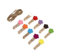 INOOMP 10 Pièces Pince Photo en Bois Fleur Dessin Animé | Corde, Collage Mural pour Photos, Tenue Ferme, Usage Diy, Lot Décoratif pour Maison Couleur Aléatoire