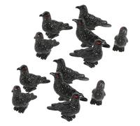 INOOMP 12 Pièces Ornement de Corbeau Halloween Figurine Corbeau Miniature Décoration Halloween Mini Jardin d'halloween Ornement d'oiseau Petit Oiseau résine Black