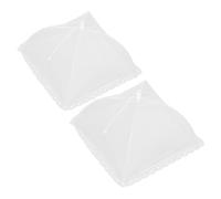 INOOMP 2 Pièces Cloche Protection Légère en Maille Blanche Alimentaire Anti-Mouches Pliable et Résistante et Lavage pour Plateaux Desserts Table à Manger Plein Air