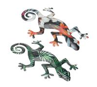 INOOMP 2 Pièces Ornement Gecko Sculpture Murale en Fer Décoration Suspendue Créative pour Salon ou Jardin