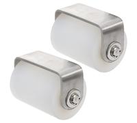 INOOMP 2pcs Roues de Guidage pour Porte Coulissante en Acier Inoxydable et Nylon avec Roulements à Billes Scellés, Support à Roue et Support Soudé pour Portail Coulissant Argenté