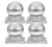 INOOMP 4 Pièces Bouchons de Poteau Carrés en Fer, Capuchons Métalliques pour Poteaux de Clôture 100x100mm, Argenté, Protection de Clôture, Bords Lisses, pour Garde-corps et Barrière
