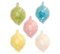 INOOMP 5pcs Assiettes en Céramique Glacée Effet Craquelé de Feuille pour Mélange et Rangement D'huiles Essentielles, Salon de Beauté ou Usage Maison