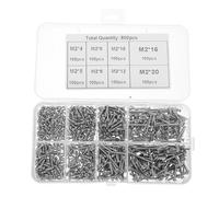 INOOMP 800 Pièces Vis pour Fixation Précise en Acier Autotaraudeuses à Tête Ronde Lot Polyvalent pour Travail du Bois et
