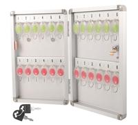 INOOMP Armoire à Clés et Crochets Intégrés Argenté en Alliage D'aluminium Grosse Capacité Boîte à Clés Verrouillable Murale pour Bureau ou Usage Professionnel