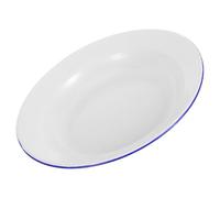 INOOMP Assiette Émaillée Blanche Vintage en Émail, Diamètre 26cm, Forme Large et Peu Profonde, Facile à Nettoyer, pour Pâtisseries Orientales et Repas Élégants