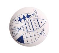 INOOMP Assiette en Céramique 20cm Motif Poisson Peint Main, Finition Émaillée Brillante, pour Service de Table Artistique et Repas à Domicile