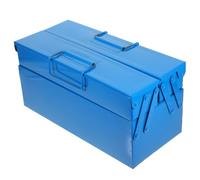INOOMP Boîte à Outils Ménagère en Fer Double Couche Grosse Capacité et Serrure Réservée, Valise Pliante Bleue pour Rangement Pratique des Outils
