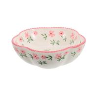 INOOMP Bol à Céréales en Céramique Rose, Forme Fleur Élégante | Design Floral Fin, Usage Familial et Réception, Surface Facile à Nettoyer, Bol Polyvalent Profond