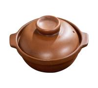 INOOMP Casserole en Argile Marron 1,3l Résistante la Chaleur pour Mijotage de Ragoûts et Soupes, Compatible Toutes Plaques, Design Rustique Élégant pour Petits Foyers
