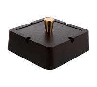 INOOMP Cendrier Carré en Bois avec Doublure Acier Inoxydable, Design Élégant Classique Chinois, Usage Bureau et Terrasse, Facile à Nettoyer, Anti-fumée