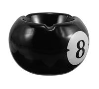 INOOMP Cendrier Élégant en Céramique Noir au Design Billard, Grand et Polyvalent, Accessoire Rétro pour Maison et Bars