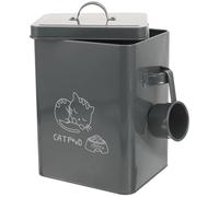 INOOMP Conteneur de Lessive Couvercle et Doseur Intégré, Boîte de Rangement pour Farine et Céréales, Organiseur pour Salle de Bain et Buanderie Gris Foncé Dimensions 23,5X15,5X26Cm