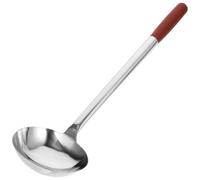 INOOMP Cuillère à Soupe Inox Cuisine Lourde Poignée Bois Cuillère de Service Acier Inoxydable Ustensile de Cuisine Professionnel pour Chinoise Restaurant Hôtel