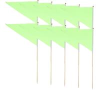 INOOMP Drapeaux Triangulaires Verts Marquage Chantier Piquets en Polyester Lot de 10 Faciles à Insérer le Sol, Haute Visibilité pour Jardin pour Pelouse et Paysage