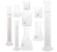 INOOMP Ensemble de Verrerie de Laboratoire et Mesure Précise 9pcs en Verre Cylindre Gradué 50-250ml, Bouteille Conique sans Fuite et Cuisine pour Chimie