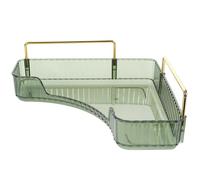 INOOMP Étagère d'angle pour Salle de Bain en Pet Transparent Vert, Organisateur de Maquillage Simple Couche, Rangement Compact pour Comptoir, Organisateur Multifonctionnel