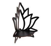 INOOMP Étagère Murale Flottante Support Mural Décoratif en Bois Foncé Forme Lotus Sculptée Motif Ajouré et Porte-Bougie pour Salon et Coin Intérieur