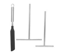 INOOMP Étaleur de Crêpes en Acier Inoxydable 3 Pièces avec Spatule Ergonomique et Racloir Résistant Chaleur pour Pâtisserie et Besoins Professionnels