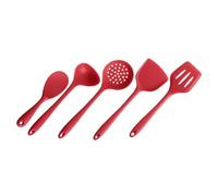 INOOMP Kit Cuisine 5 Pièces en Silicone Rouge Poignée Confortable, Spatules Flexibles et Élastiques pour Ustensiles de Cuisson Polyvalents
