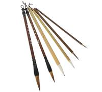 INOOMP Kit de Pinceaux pour Calligraphie Chinoise 6 Pièces en Bois et Nylon, Écriture Fluide et Rangement Facile, pour Peinture et Dessin Traditionnel