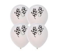INOOMP Lot de 15 Ballons en Latex Noir et Blanc Confettis pour Décoration de Fête, pour Graduation et Party, Design Drapeau de Course Attractif et Coloré