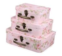 INOOMP Lot de 3 Boîtes Valises Décoratives en Carton à Motif Floral, Poignées Métalliques, Format Compact, Rangement Polyvalent pour Bébé, Mariage, Anniversaire, Coffret Présent Pratique