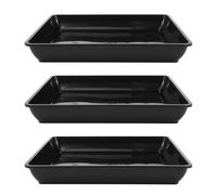 INOOMP Lot de 3 Sous-pots Carrés Noirs 35 Cm pour Récupération d'eau | Soucoupes pour Pots de Fleurs, en Plastique, Fond sans Perçage, pour Bonsaï et Plantes Grasses, pour Maison et Jardin