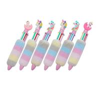 INOOMP Lot de 6 Stylos Arc-en-ciel en Peluche Fonction Écriture et Marquage, Design Adorable de Licorne, pour Cartes de Vœux et Usage Quotidien